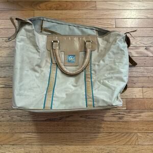 Vintage Over Night Bag Avon Flight Carry On Suitcase Duffle Tote Travel Tan Gree